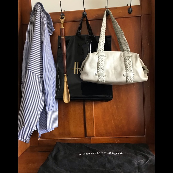 Donald J. Pilner leather purse - braided handles - Picture 6 of 7